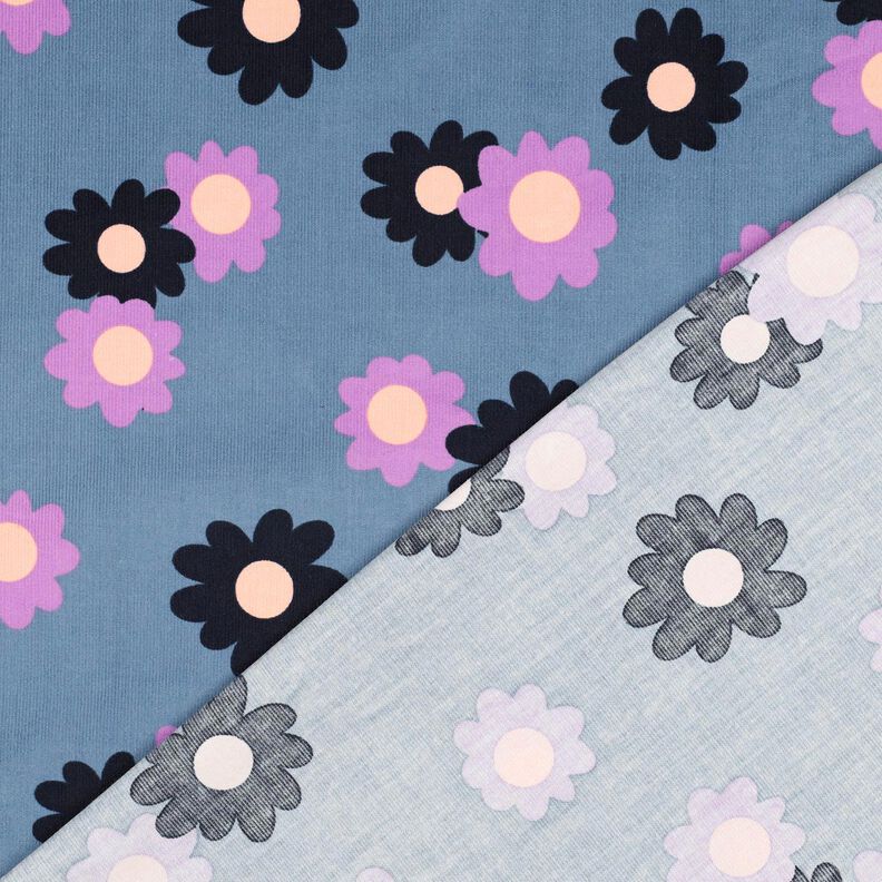 Baby Cord Flowers| Poppy Fabrics – denim blue/lavender,  image number 4