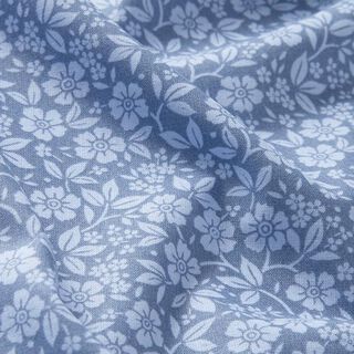 Cotton Poplin Bi-coloured flowers – denim blue/light blue, 
