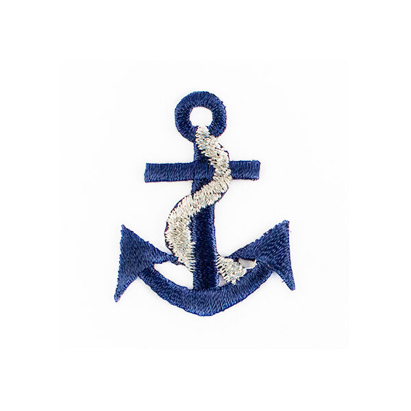 Appliqué  Anchor [ 4 x 3,2 cm ] – silver/blue,  image number 1
