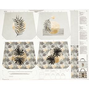 Bags Panel Canvas Palm leaf and moon – light grey, 