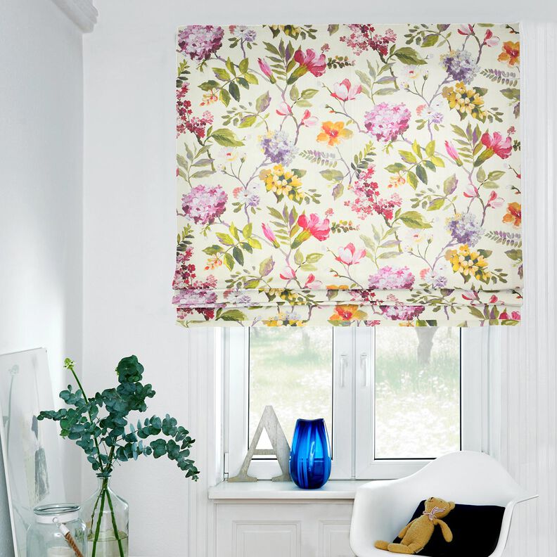 Decor Fabric Canvas Hydrangeas – cream/pale berry, image number 7