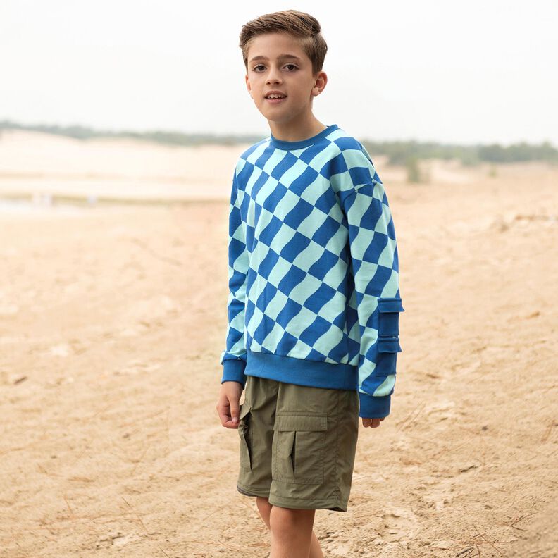 Softsweat wavy check| Poppy Fabrics – royal blue/ice blue,  image number 5