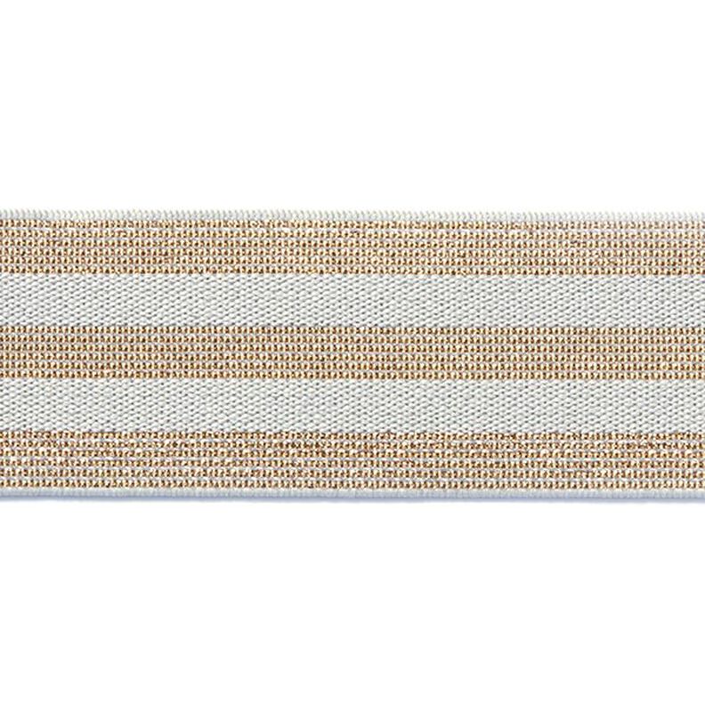 Striped Elastic [40 mm] – light grey/gold,  image number 1