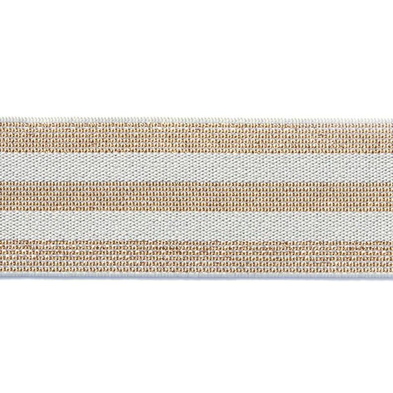 Striped Elastic [40 mm] – light grey/gold,  image number 1