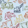 French Terry Construction vehicles| Poppy Fabrics – baby blue/navy blue,  thumbnail number 1