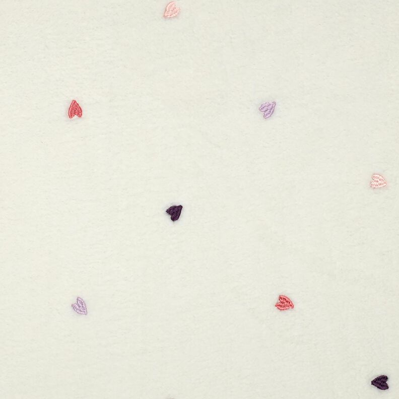 Teddy Fur embroidered hearts | Poppy Fabrics – ivory/rosé, image number 1