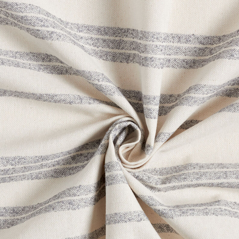 Decor Fabric Half Panama Woven stripes – steel blue/natural,  image number 4