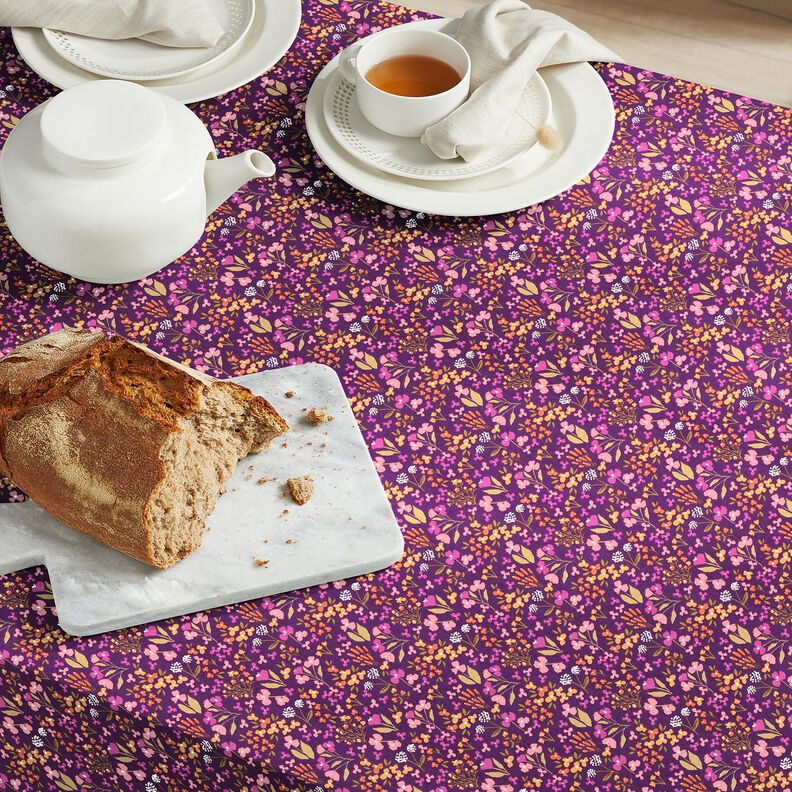 Cotton Cretonne Meadow flowers – aubergine/pink, image number 5