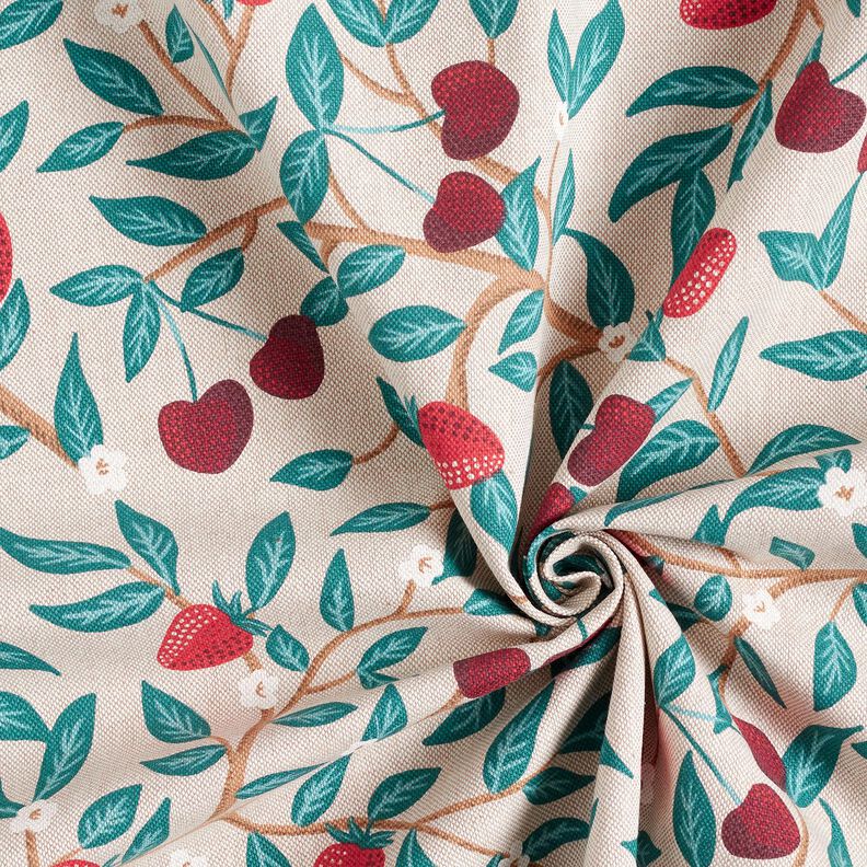 Decor Fabric Half Panama sweet fruits – natural/petrol,  image number 3
