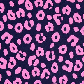 French Terry Jeans look neon leopard print – midnight blue/neon pink, 