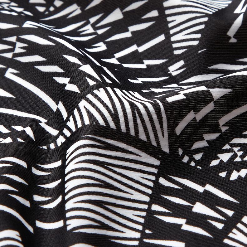 Swimsuit fabric abstract graphic pattern – black/white,  image number 2