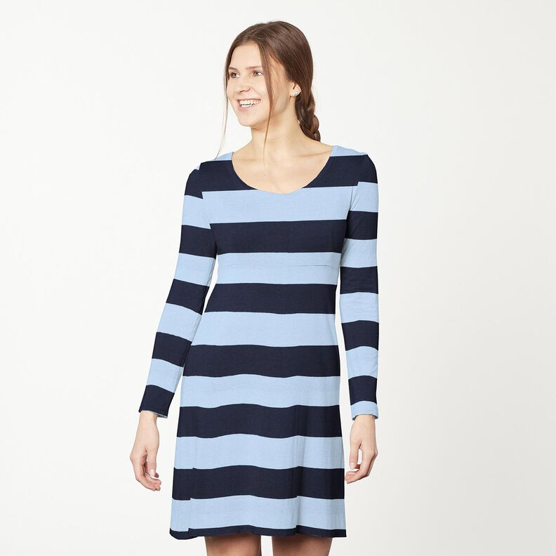 Cotton Jersey block stripes – light blue/navy blue,  image number 5