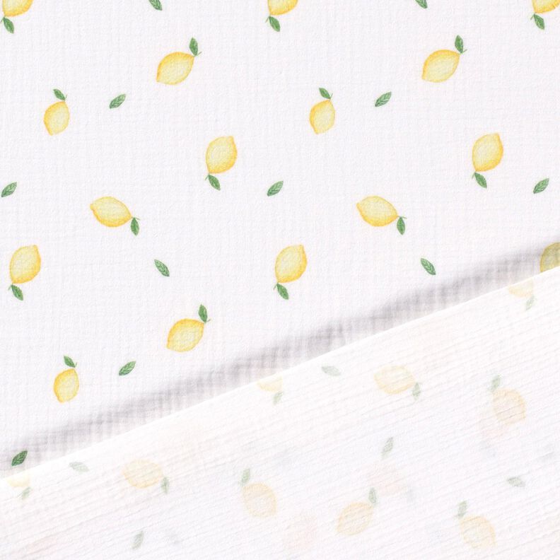 Double Gauze/Muslin watercolour lemons Digital Print – white,  image number 4