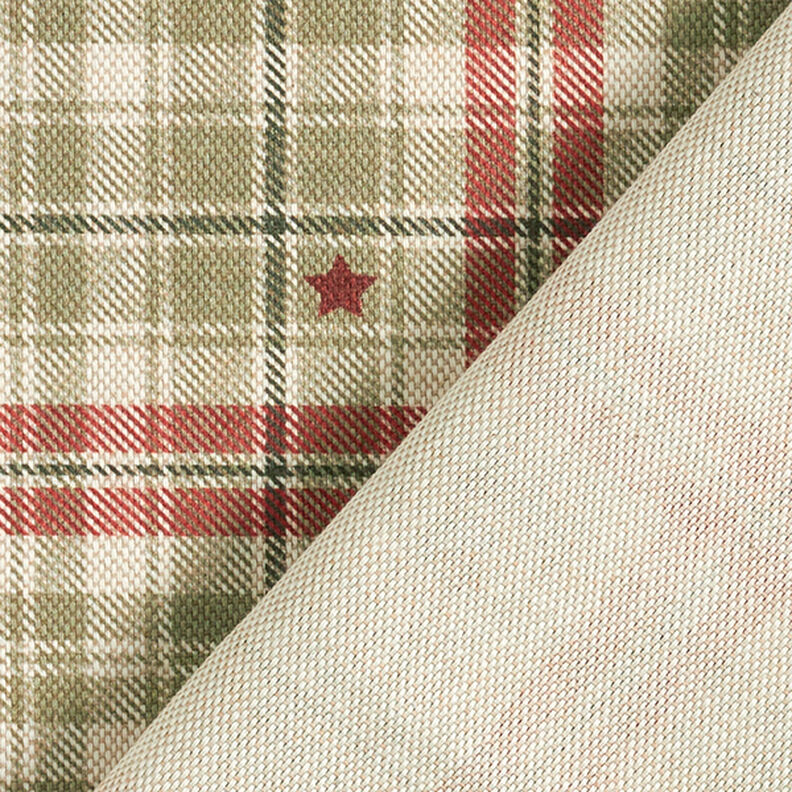 Decor Fabric Half Panama Heart and Check – anemone/light khaki,  image number 4