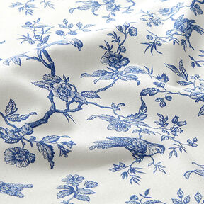 Cotton Cretonne birds – royal blue/offwhite, 