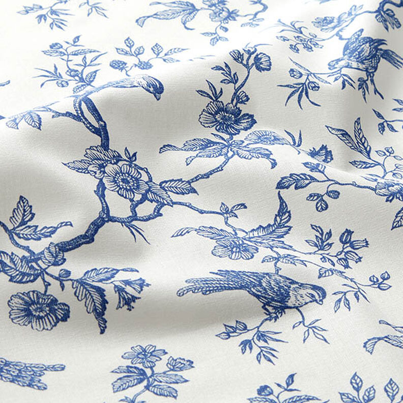 Cotton Cretonne birds – royal blue/offwhite,  image number 2