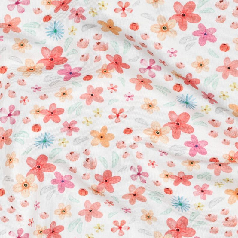 GOTS Cotton Jersey colorful flowers Digital Print | Poppy Fabrics – white/apricot, image number 2