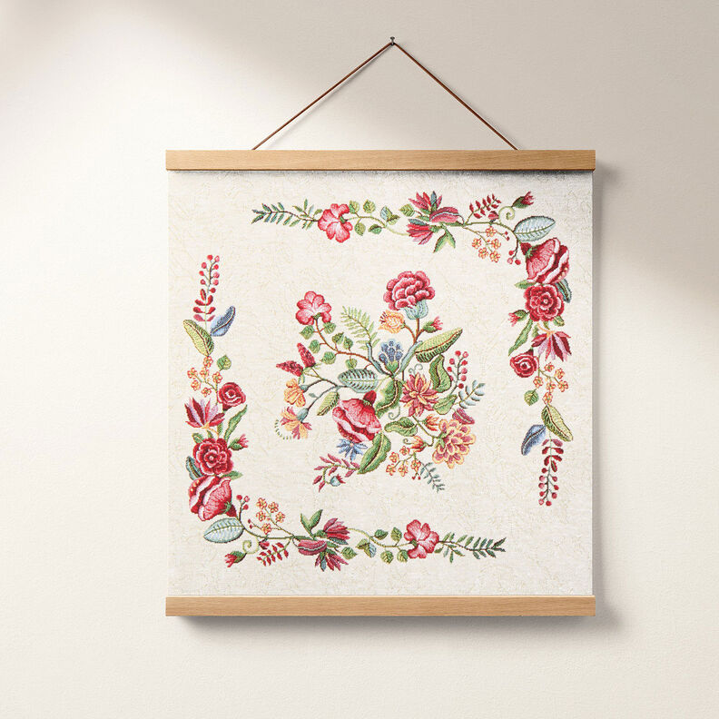 Decor Tapestry Fabric Romantic Floral Motif – light beige,  image number 6
