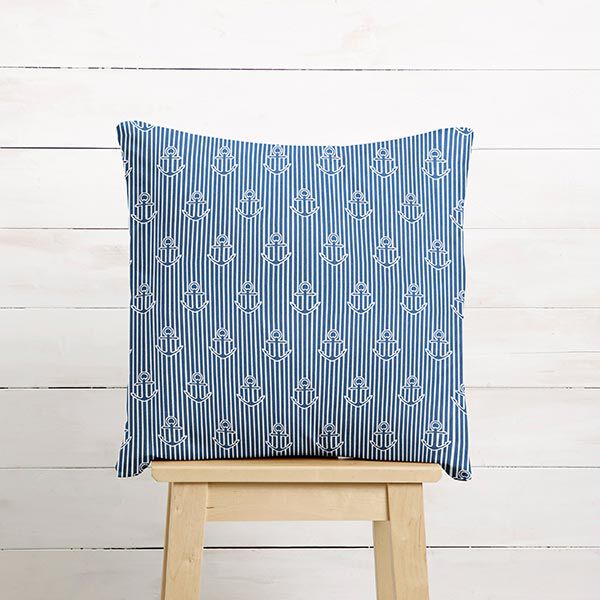 Decor Fabric Half Panama anchor – ocean blue/white, image number 9