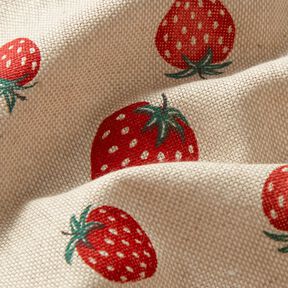 Decor Fabric Half Panama small strawberries – red/natural, 