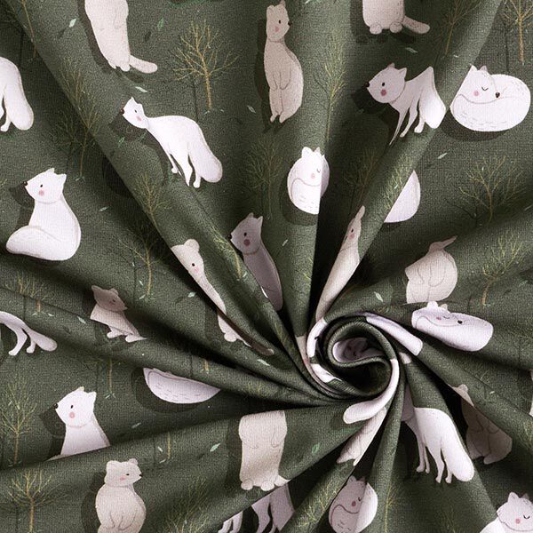 Organic Cotton Jersey Arctic Fox and Marmot Digital Print – dark pine,  image number 3