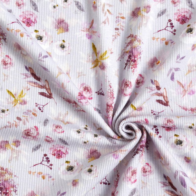 Ribbed Jersey delicate wildflowers digital print – pastel mauve/red lilac,  image number 3