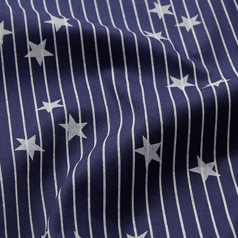 Cotton Poplin stripes & stars – navy blue/white,  image number 2
