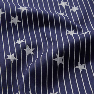 Cotton Poplin stripes & stars – navy blue/white, 