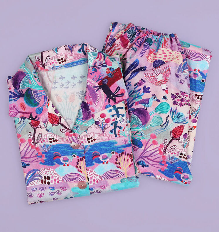 Cotton Poplin Sunshine Digital Print | Nerida Hansen – lavender/dark red,  image number 5