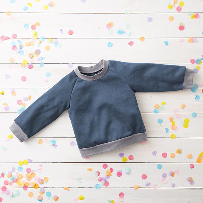 Light Cotton Sweatshirt Fabric Plain – denim blue,  image number 7