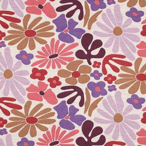 Brushed Sweatshirt Fabric Big Flowers | Poppy Fabrics – natural/merlot, 