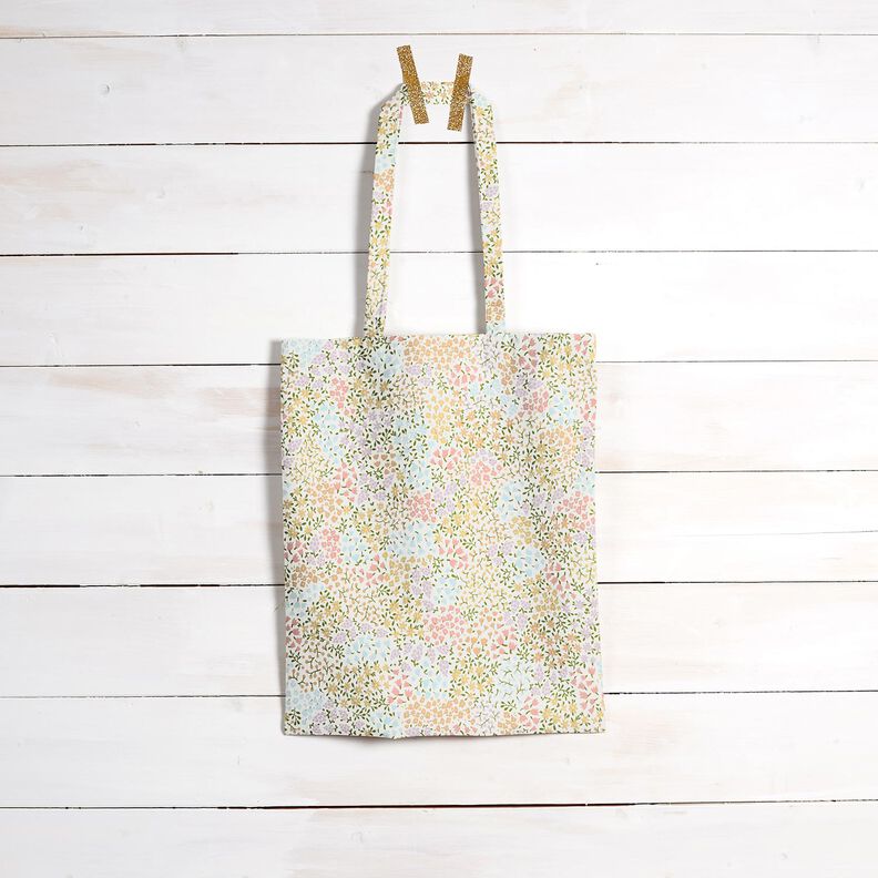 Decor Fabric Half Panama colourful mini flowers – ivory/pink,  image number 8