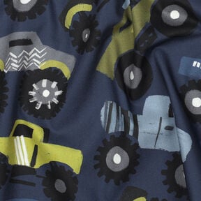 Cotton Poplin Monster trucks | Poppy Fabrics – navy blue, 