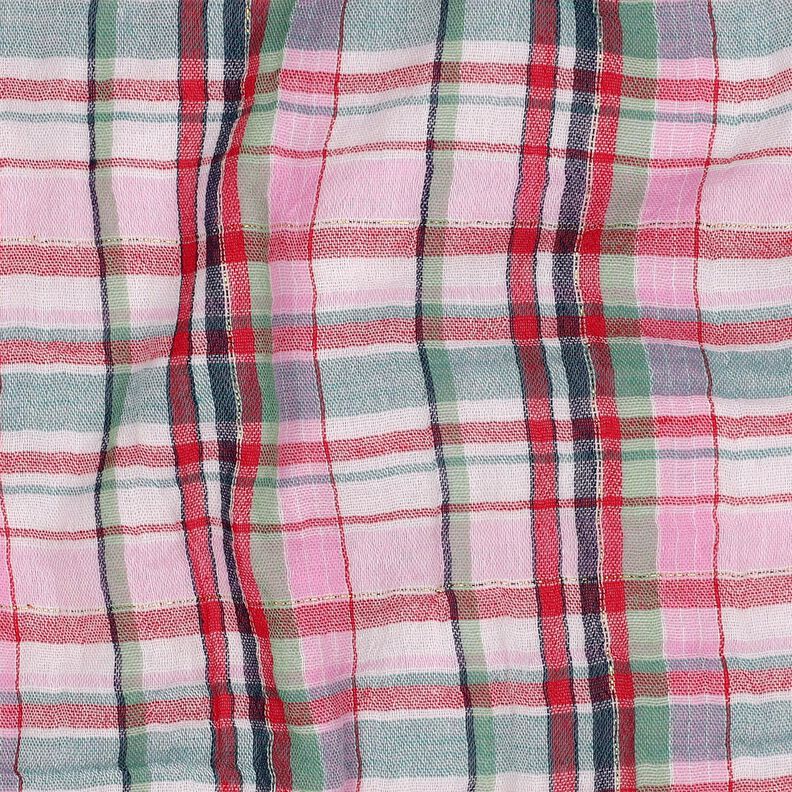 Double Gauze/Muslin Lurex checked | Poppy Fabrics – rosé/metallic gold, image number 2