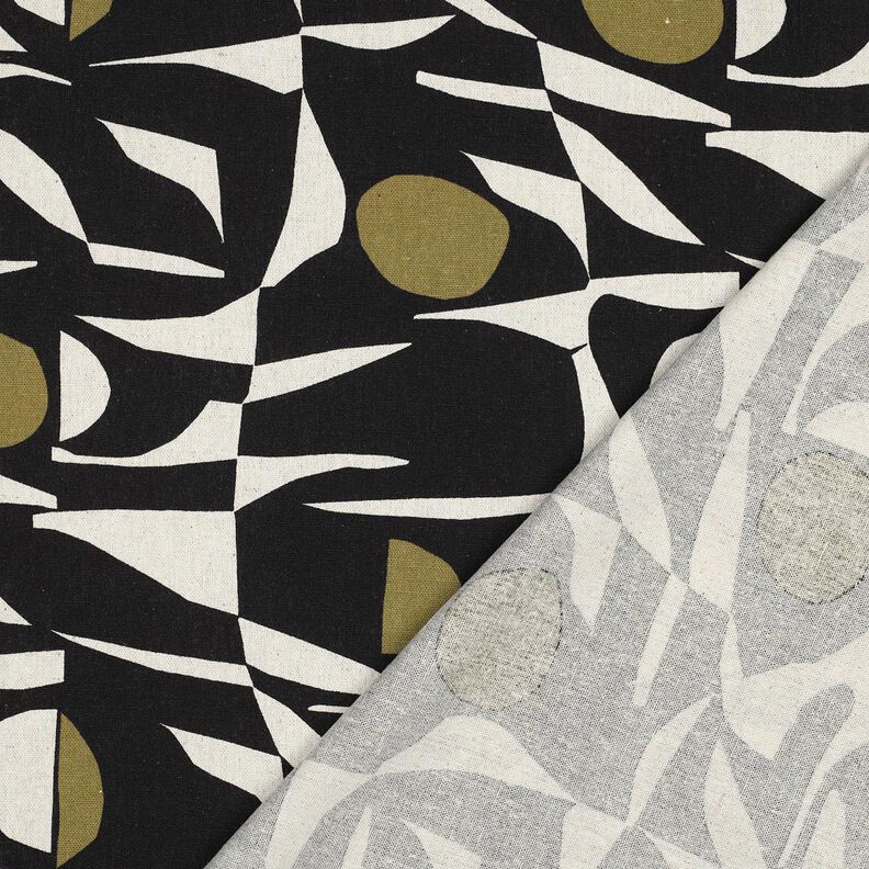 Viscose Linen Blend geometric pattern – black/olive,  image number 4