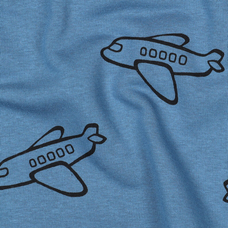 Brushed Sweatshirt Fabric Aeroplanes | Poppy Fabrics – denim blue,  image number 2