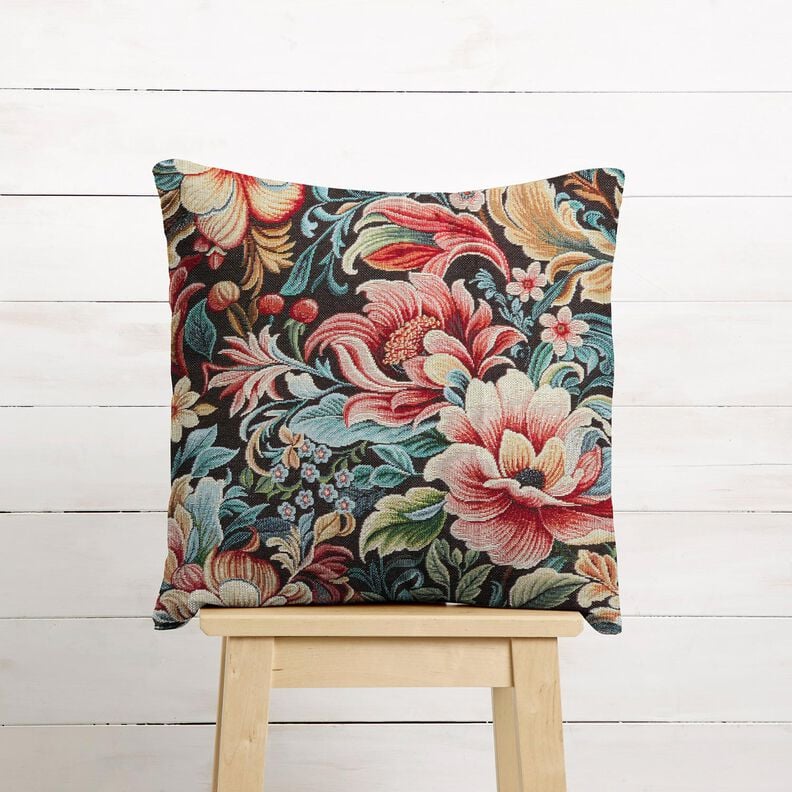 Decor Fabric Tapestry Fabric dreamy flowers – black/red, image number 6