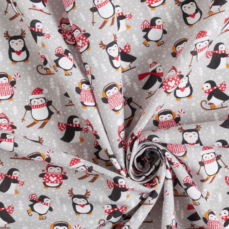 Cotton Cretonne Penguins – silver grey, image number 3