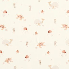 Raincoat Fabric delicate underwater world Digital Print – cream, 