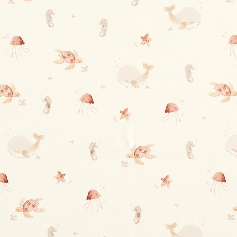 Raincoat Fabric delicate underwater world Digital Print – cream,  image number 1
