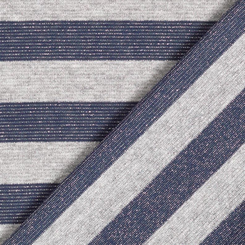 Jersey glitter horizontal stripes – light grey/navy blue,  image number 5