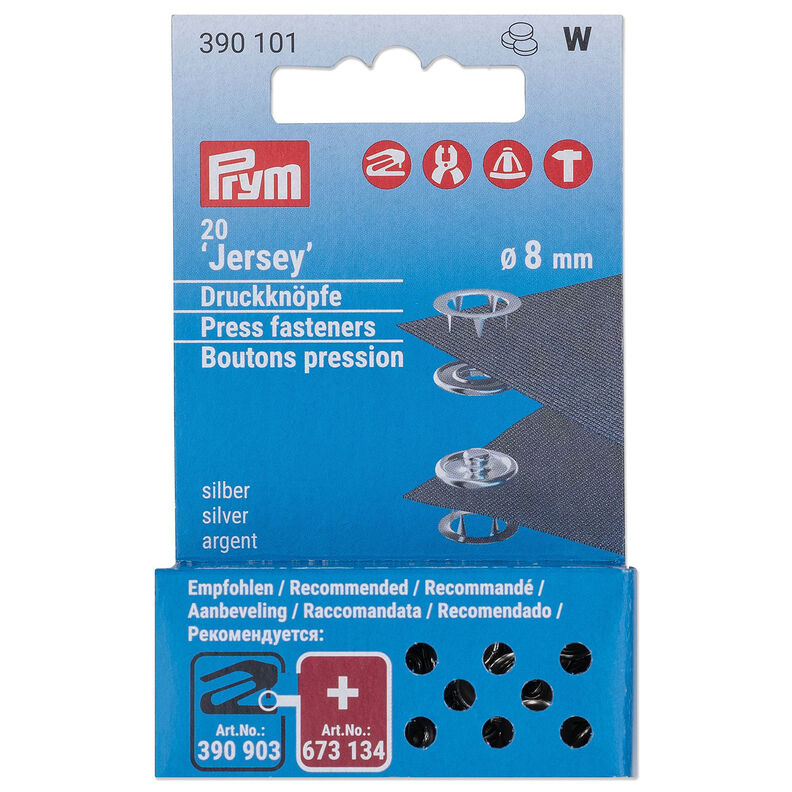 Jersey press fasteners refill set [20 pieces | Ø 8 mm] | Prym – metallic silver,  image number 1