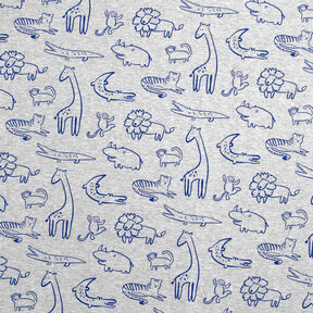 Sweatshirt Fabric Safari Animals | by Poppy – silver grey/royal blue, 