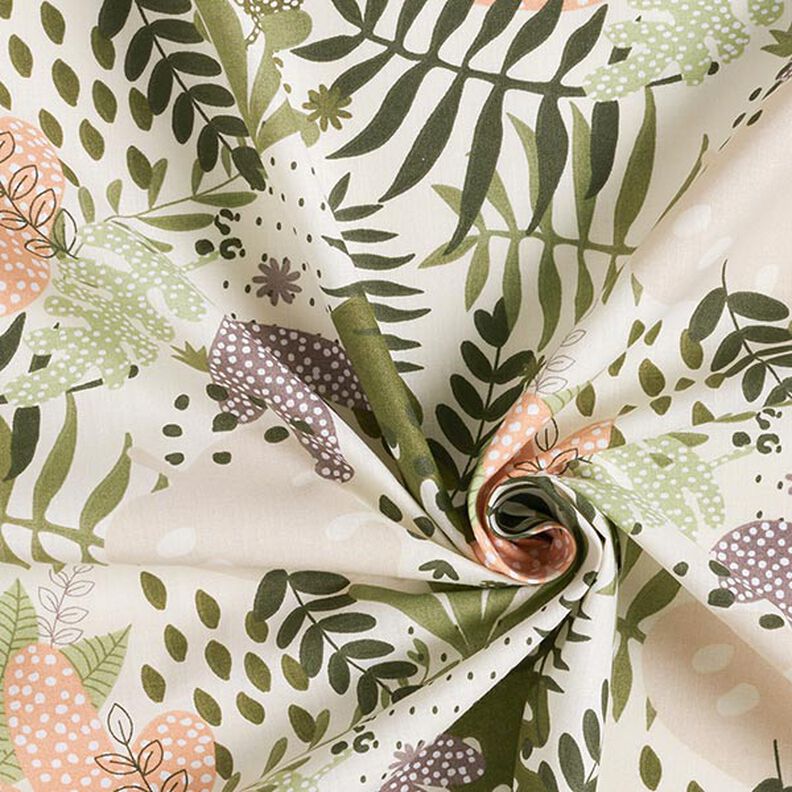 Cotton Cretonne Abstract Jungle Plants – white/green,  image number 3