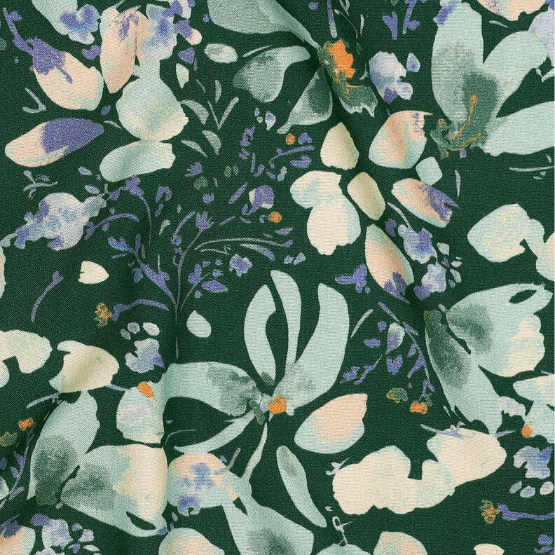 viscose fabric Spring Blossoms Digital Print – dark green/pale mint,  image number 2