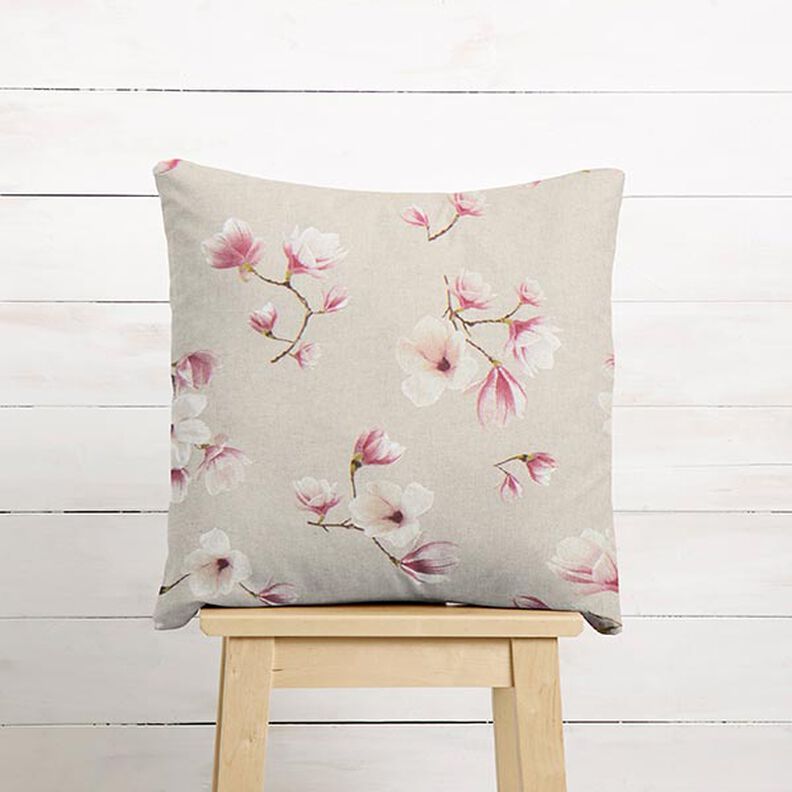 Decor Fabric Half Panama Magnolia Blossom – hollyhock/natural,  image number 7