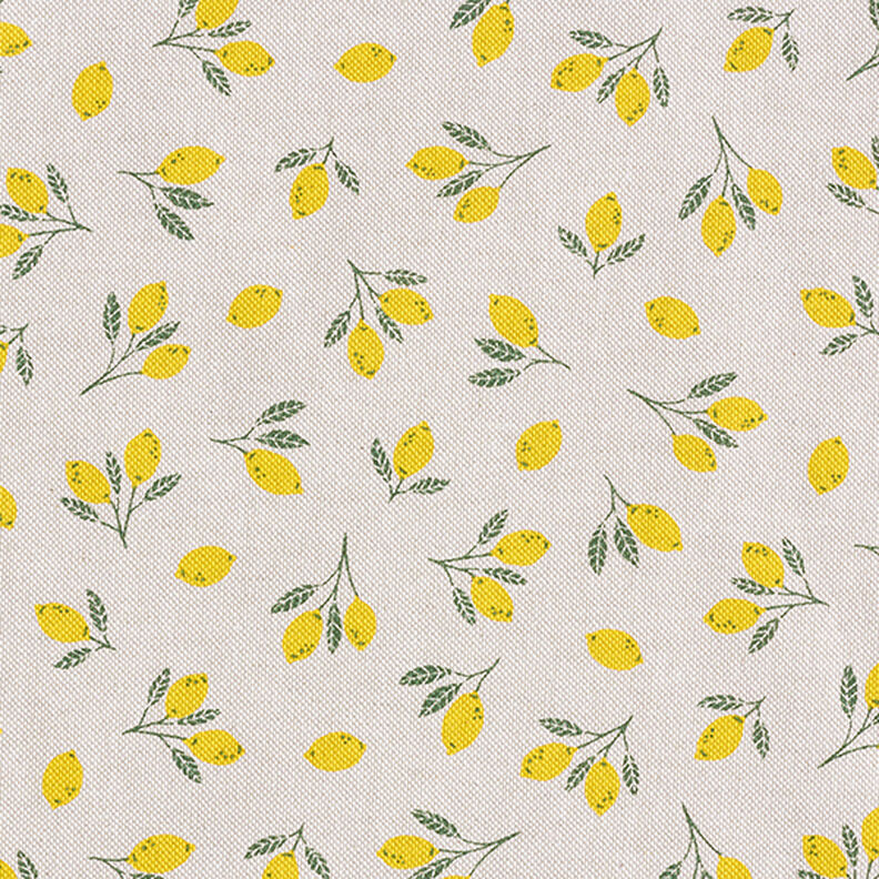 Decorative half Panama fabric Mini lemons – yellow/natural,  image number 1