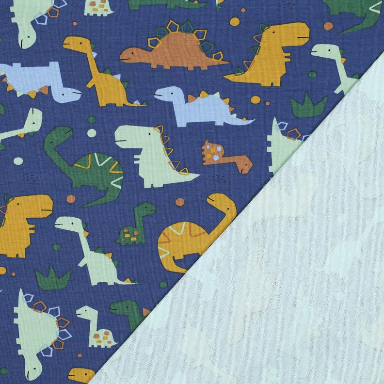 French Terry Dinosaurs | Poppy Fabrics – indigo/light blue,  image number 4
