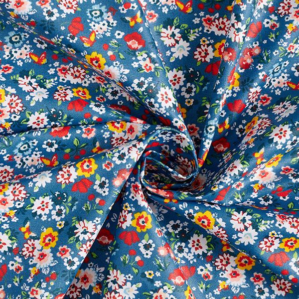 Coated Cotton cute flowers – royal blue,  image number 4