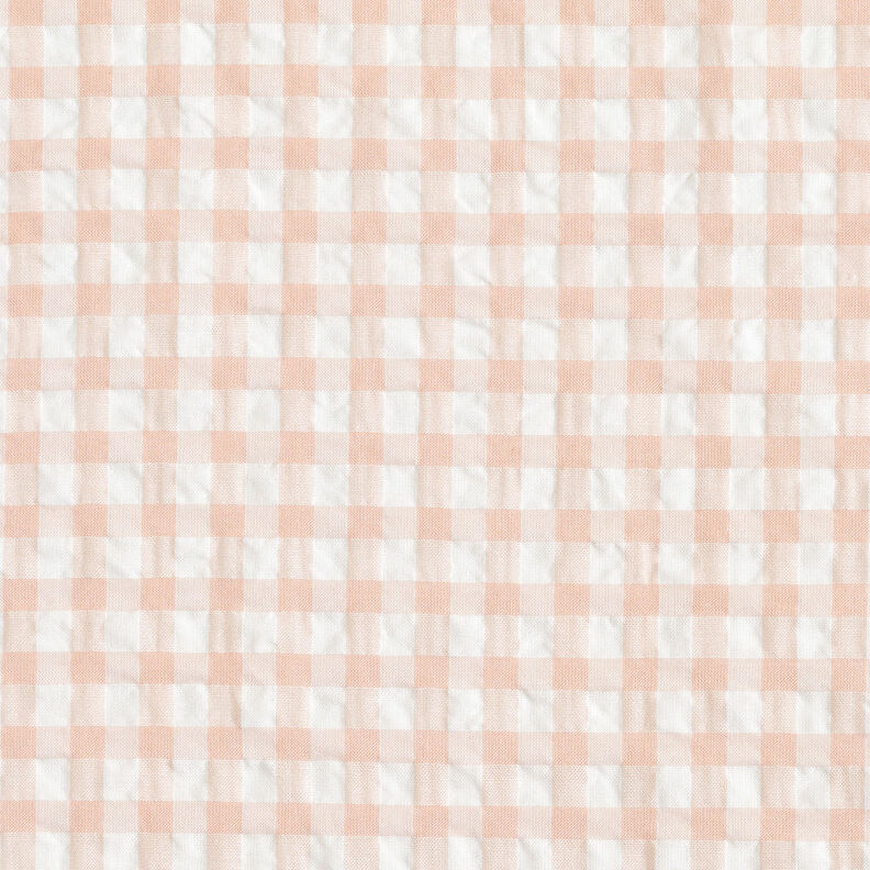 Large gingham check seersucker – white/light dusky pink,  image number 1